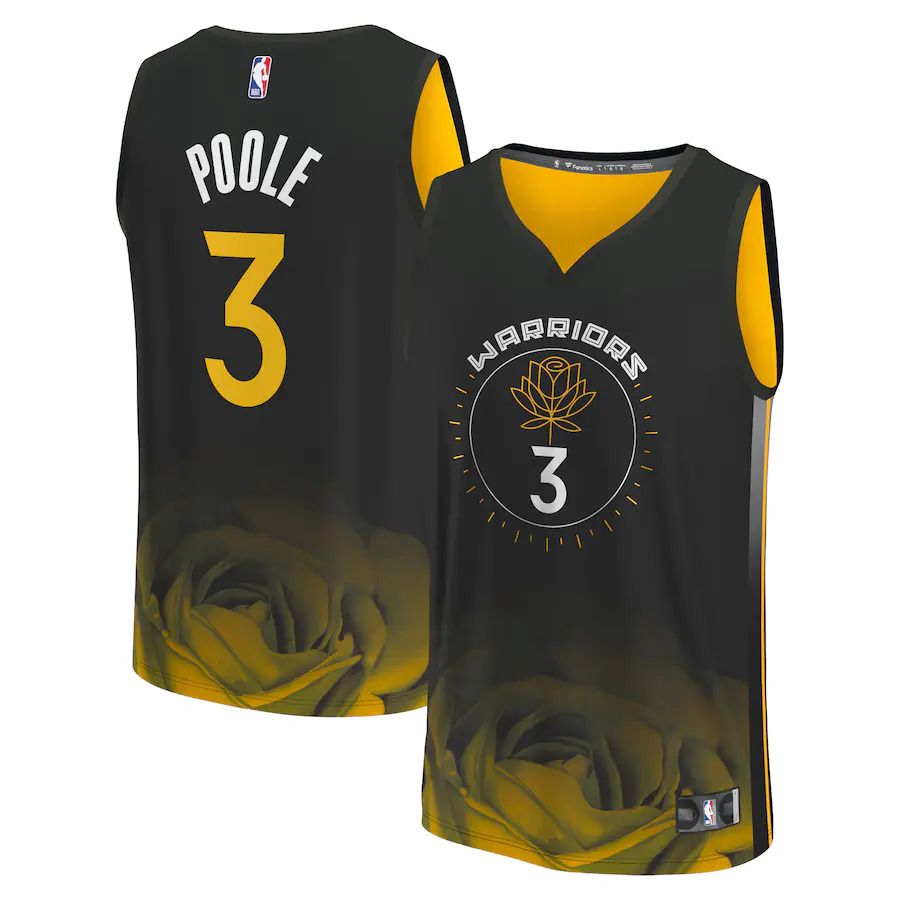 Men Golden State Warriors #3 Jordan Poole Fanatics Branded Black City Edition 2022-23 Fastbreak NBA Jersey